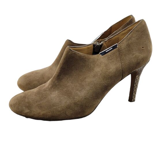 Coach Seneca Tan Suede Ankle Booties Snake Print Stiletto Heel Size 8.5 - Picture 4 of 9